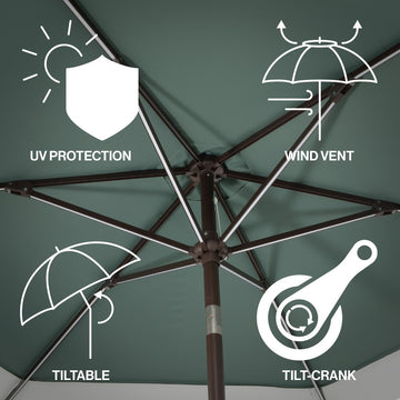 Spencer 9 ft. Classic Coastal 2-Tone Solar LED Market Patio Umbrella